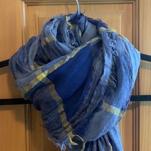 Blue and yellow printed scarf